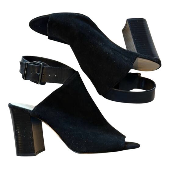 Nine West Suede Peep-Toe chunky heel size 6.5M - Picture 1 of 4